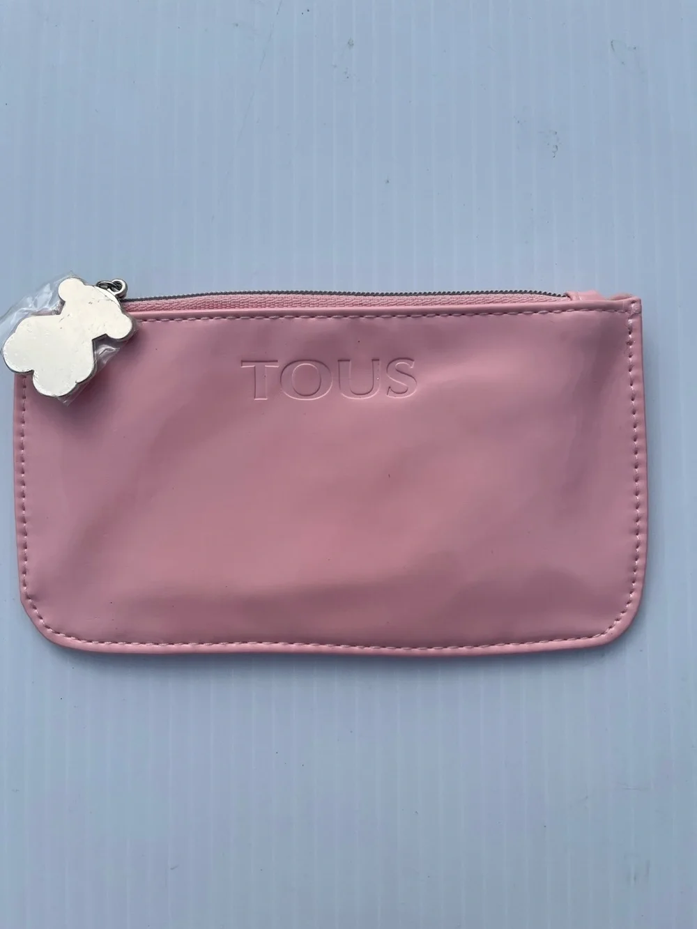 TOUS “Brenda”Pink Pouch with a prominent Silver Bear Charm nwot